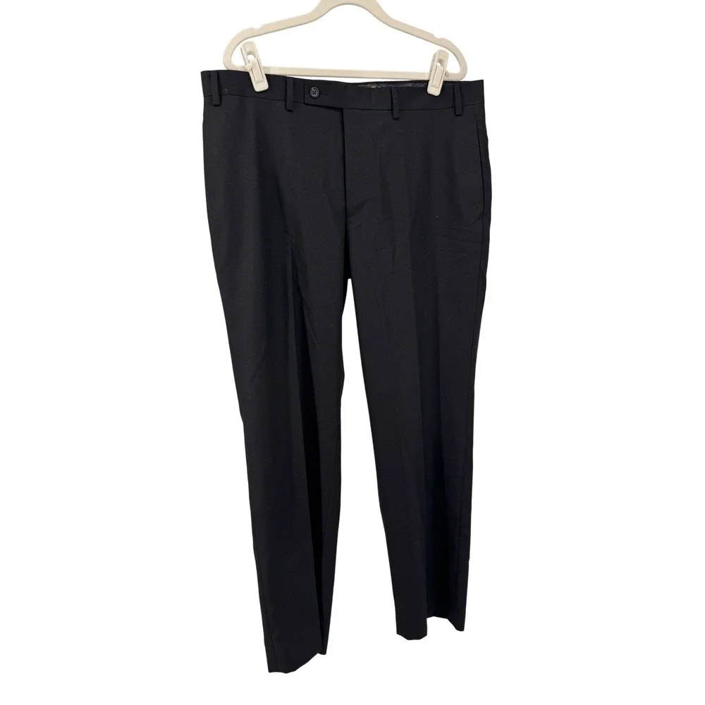 Ralph Lauren Men's Black Dress Pants 36x30  Classic Fit Polyester Rayon‎ Blend